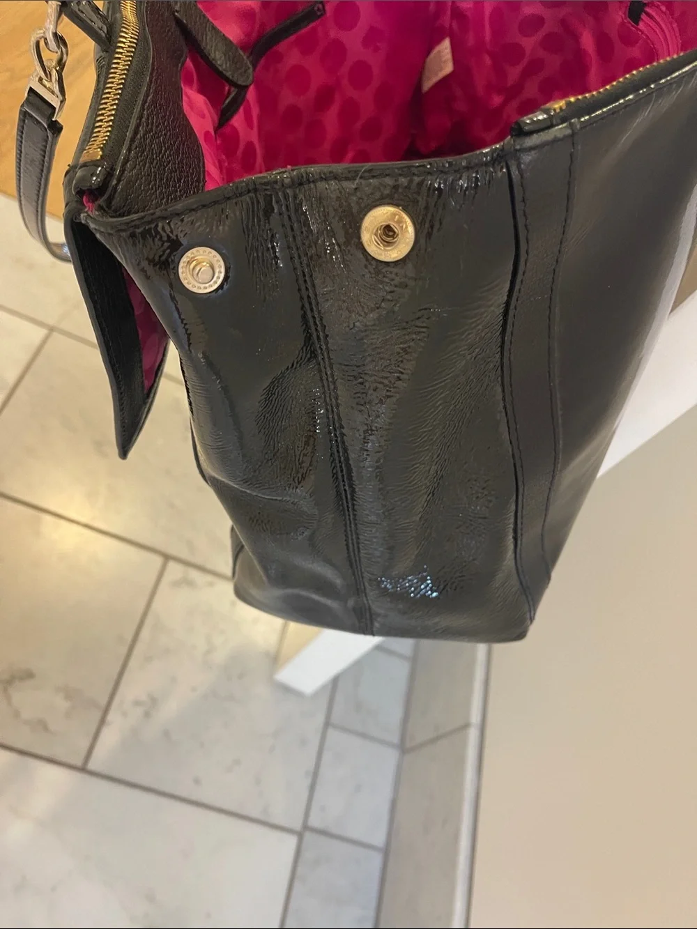 Kate Spade New York black Patent Designer Leather Tote Bag - Classic